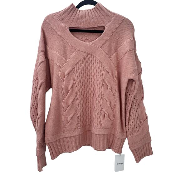 Naadam Oversized Cable-Knit Pullover Sweater Long Sleeve In Multi Size L NWT - Picture 9 of 12